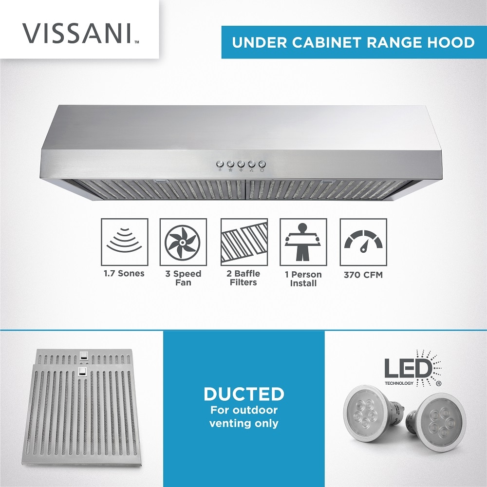 Vissani 30 in. W Under Range Hood in Stainless Steel QR272S